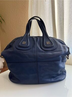 GIVENCHY NIGHTINGALE NAVY BLUE LEATHER SATCHEL